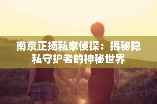 南京正扬私家侦探：揭秘隐私守护者的神秘世界